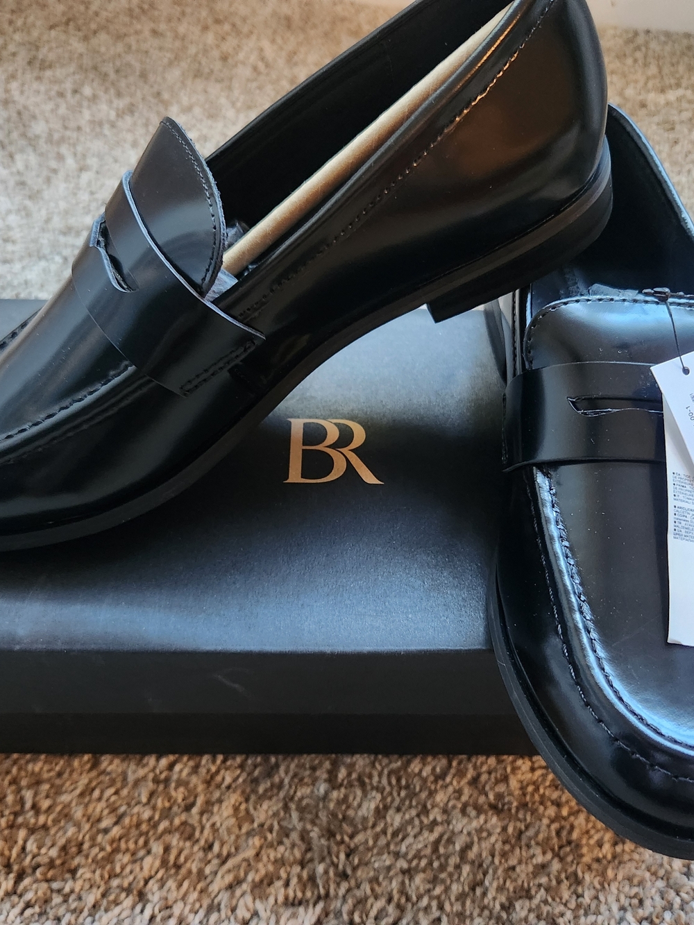 Banana Republic Black Leather Penny Loafers Women NWT